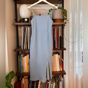 Gingham Baby Blue Slit Dress